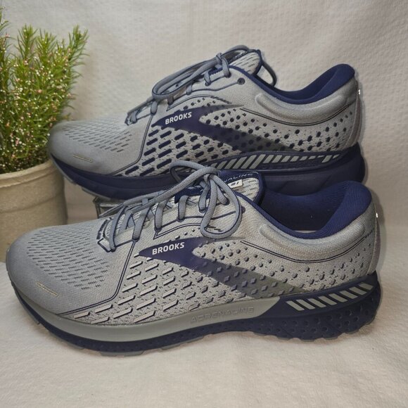 BROOKS RUNNING ADRENALINE GTS 21 MENS GRAY BLUE EUC - Picture 3 of 9